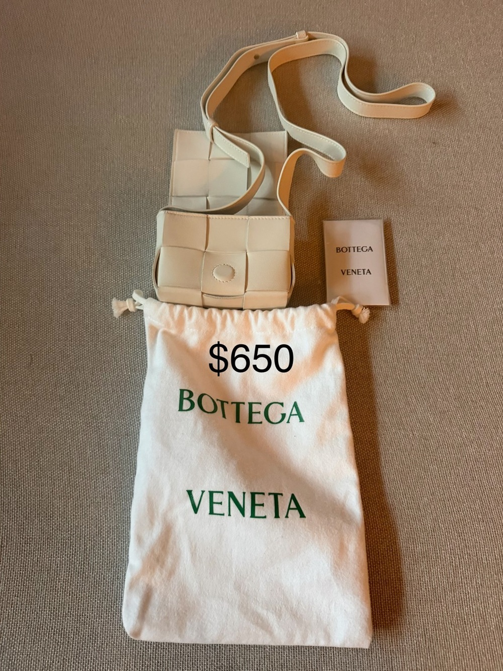 Bottega Veneta Cream Intrecciato Cassette Crossbody
